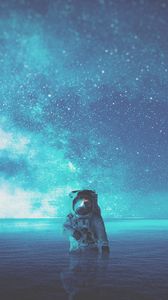 Preview wallpaper astronaut, water, space, stars