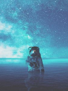 Preview wallpaper astronaut, water, space, stars