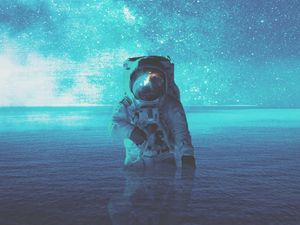 Preview wallpaper astronaut, water, space, stars