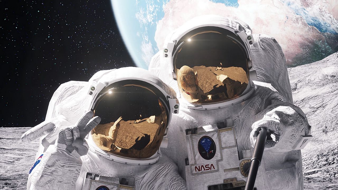 Wallpaper astronauts, astronaut, spacesuit, selfie, funny, space