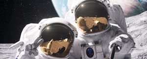 Preview wallpaper astronauts, astronaut, spacesuit, selfie, funny, space