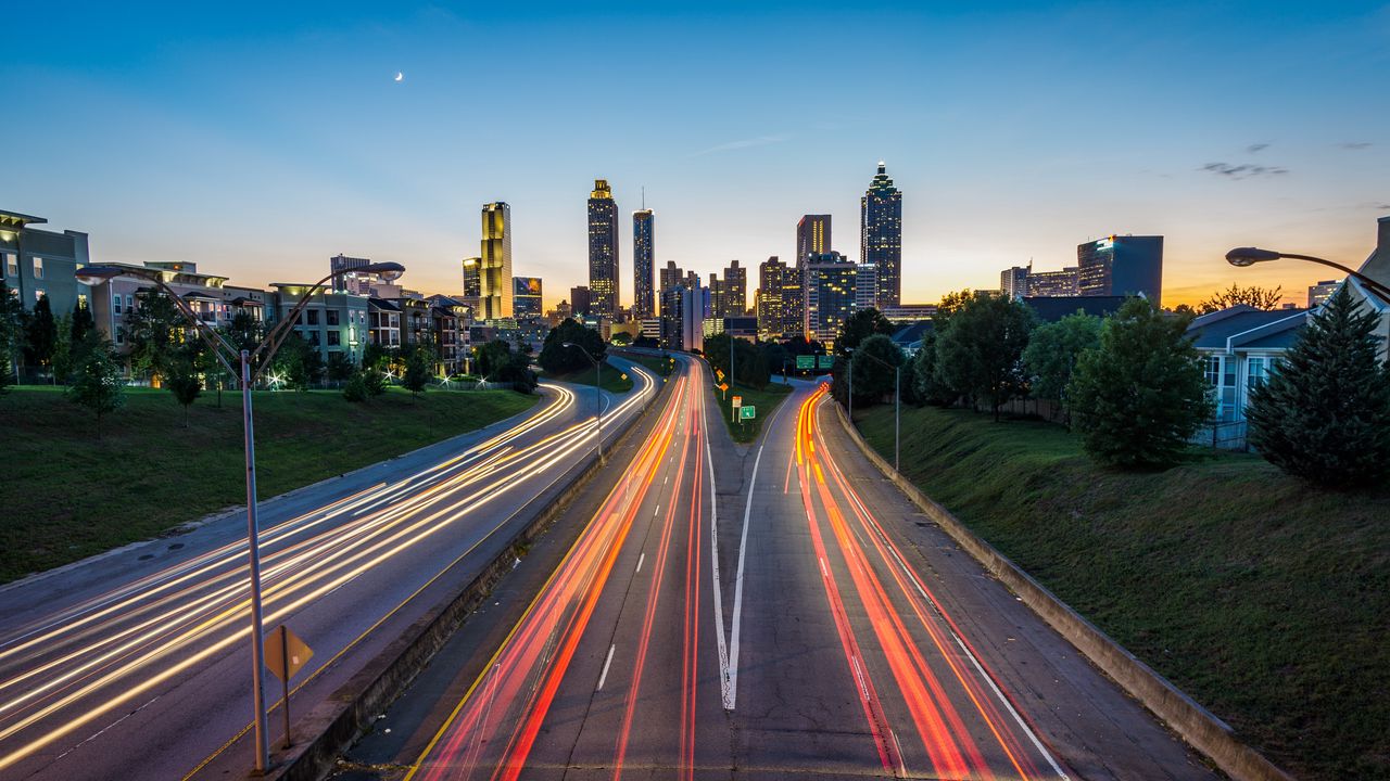 Wallpaper atlanta, usa, road, skyscrapers