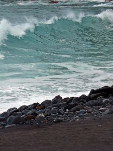 Preview wallpaper atlantic ocean, rocks, beach, waves