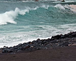 Preview wallpaper atlantic ocean, rocks, beach, waves