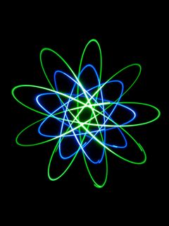 Download wallpaper 240x320 atom, molecule, element, neon, black old mobile,  cell phone, smartphone hd background