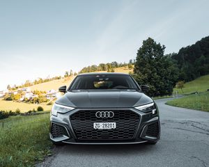 Preview wallpaper audi a3, audi, sports car, front view, headlights