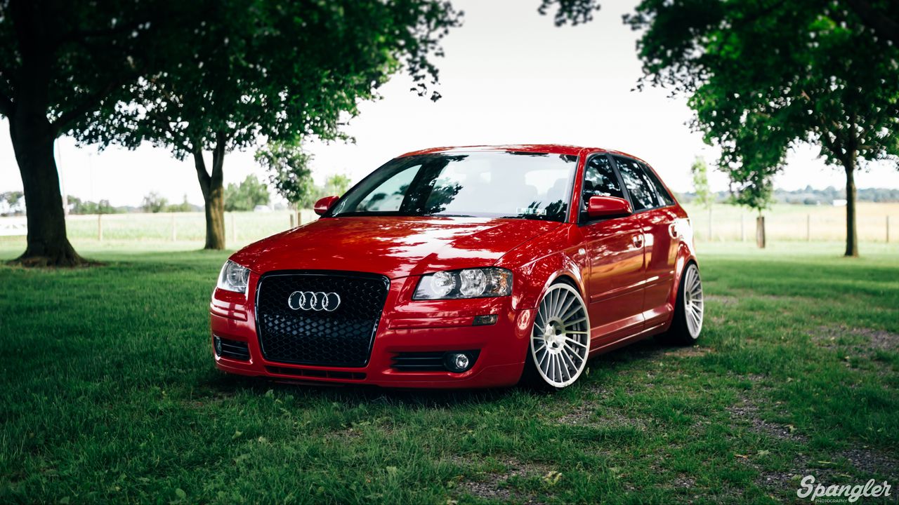 Wallpaper audi a3, red, front view, auto, grass