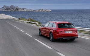 Preview wallpaper audi a4, audi, car, red, road, speed