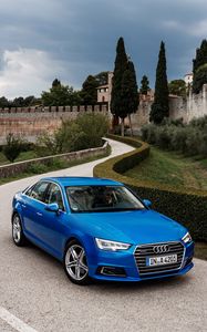 Preview wallpaper audi, a4, tfsi, quattro, blue, side view