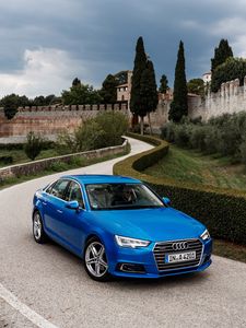 Preview wallpaper audi, a4, tfsi, quattro, blue, side view