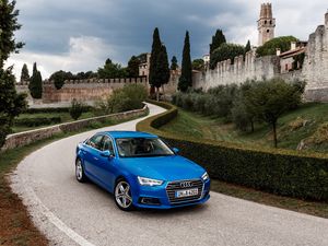 Preview wallpaper audi, a4, tfsi, quattro, blue, side view