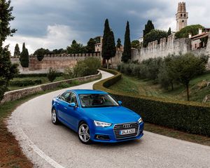 Preview wallpaper audi, a4, tfsi, quattro, blue, side view