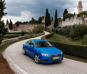 Preview wallpaper audi, a4, tfsi, quattro, blue, side view