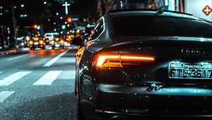 Preview wallpaper audi a5, audi, car, black, tailight, road, back view