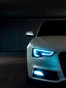 Preview wallpaper audi a5, audi, headlight, light, neon, xenon