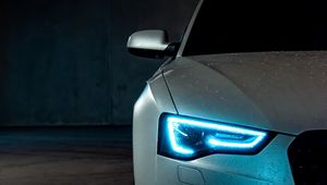 Preview wallpaper audi a5, audi, headlight, light, neon, xenon