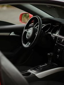 Preview wallpaper audi a5, audi, steering, car, salon, black