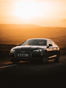 Preview wallpaper audi a6, audi, car, front view, sunset