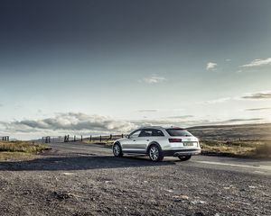 Preview wallpaper audi, a6, avant, quattro, silver, side view