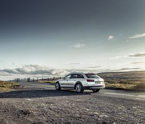 Preview wallpaper audi, a6, avant, quattro, silver, side view