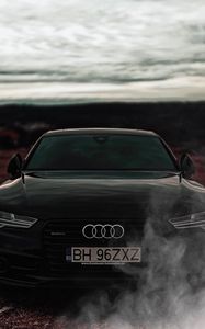 Preview wallpaper audi a7, audi, black, front view, headlights