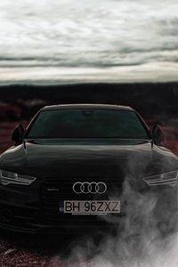 Preview wallpaper audi a7, audi, black, front view, headlights