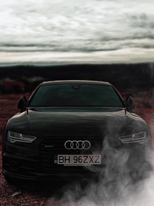 Preview wallpaper audi a7, audi, black, front view, headlights