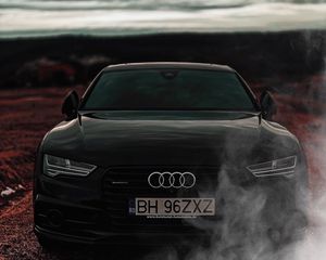 Preview wallpaper audi a7, audi, black, front view, headlights