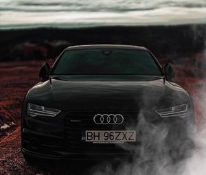 Preview wallpaper audi a7, audi, black, front view, headlights