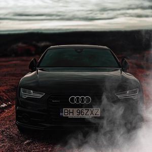 Preview wallpaper audi a7, audi, black, front view, headlights