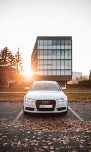 Preview wallpaper audi a7, audi, car, white, front view, sunlight