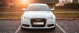 Preview wallpaper audi a7, audi, car, white, front view, sunlight