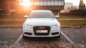 Preview wallpaper audi a7, audi, car, white, front view, sunlight