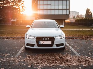 Preview wallpaper audi a7, audi, car, white, front view, sunlight