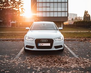 Preview wallpaper audi a7, audi, car, white, front view, sunlight