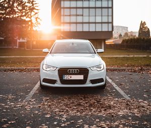 Preview wallpaper audi a7, audi, car, white, front view, sunlight