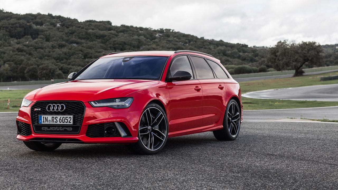 Wallpaper audi, avant, rs6, side view, red