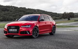 Preview wallpaper audi, avant, rs6, side view, red