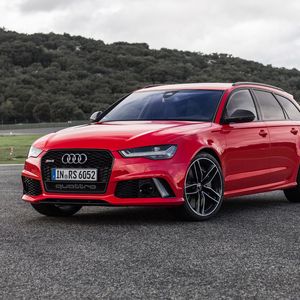 Preview wallpaper audi, avant, rs6, side view, red