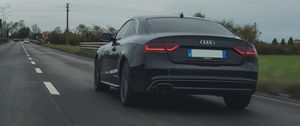 Preview wallpaper audi, car, black, road, asphalt, speed