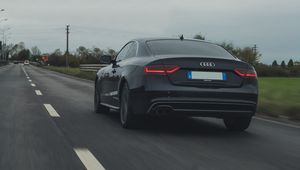 Preview wallpaper audi, car, black, road, asphalt, speed