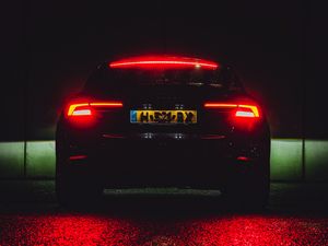 Preview wallpaper audi, car, black, tailights, light