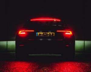 Preview wallpaper audi, car, black, tailights, light