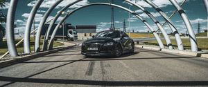 Preview wallpaper audi, car, black, bridge, road