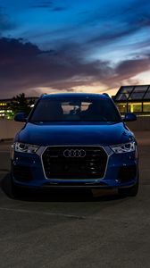 Preview wallpaper audi, car, blue, front view