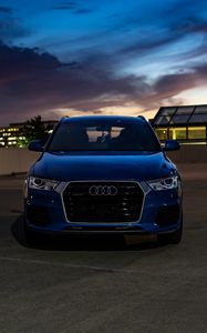 Preview wallpaper audi, car, blue, front view