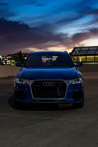 Preview wallpaper audi, car, blue, front view