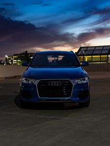 Preview wallpaper audi, car, blue, front view