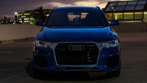 Preview wallpaper audi, car, blue, front view