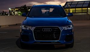 Preview wallpaper audi, car, blue, front view